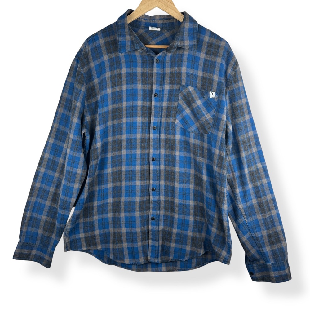 DC Shoes Plaid Button Down Mens Size XL Skater Streetwear Grunge‎ Snowboarding